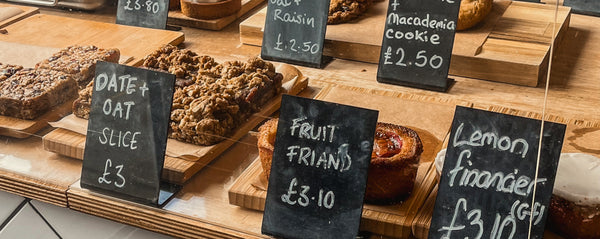 Close up of pastries counter
