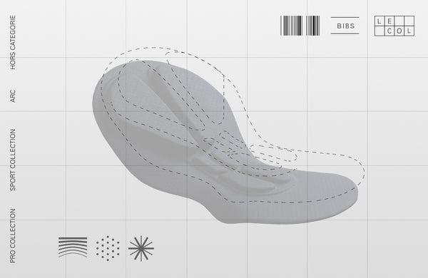 Gray chamois with stitching details on a grid background