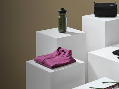 Product display with white cubes on a brown background