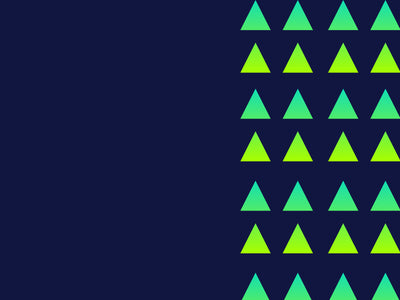 Geometric pattern of green triangles on a dark blue background