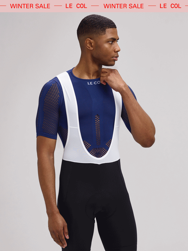 Studio shot of male in pro mesh short sleeve base layer.