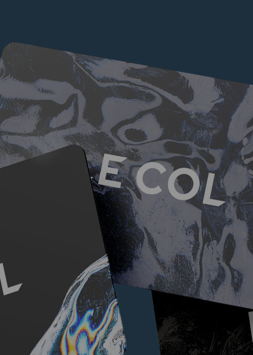 le col branded card with ice background