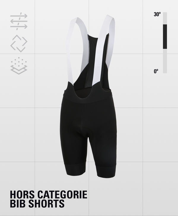 Bibshorts with white and black upper straps and black shorts