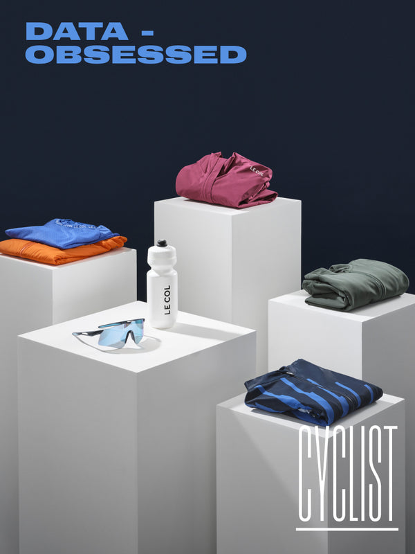 Four white square podiums with selected pro products.