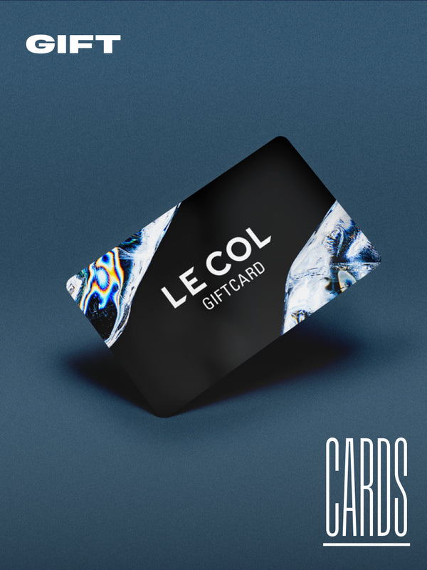 Le Col Gift card on blue background